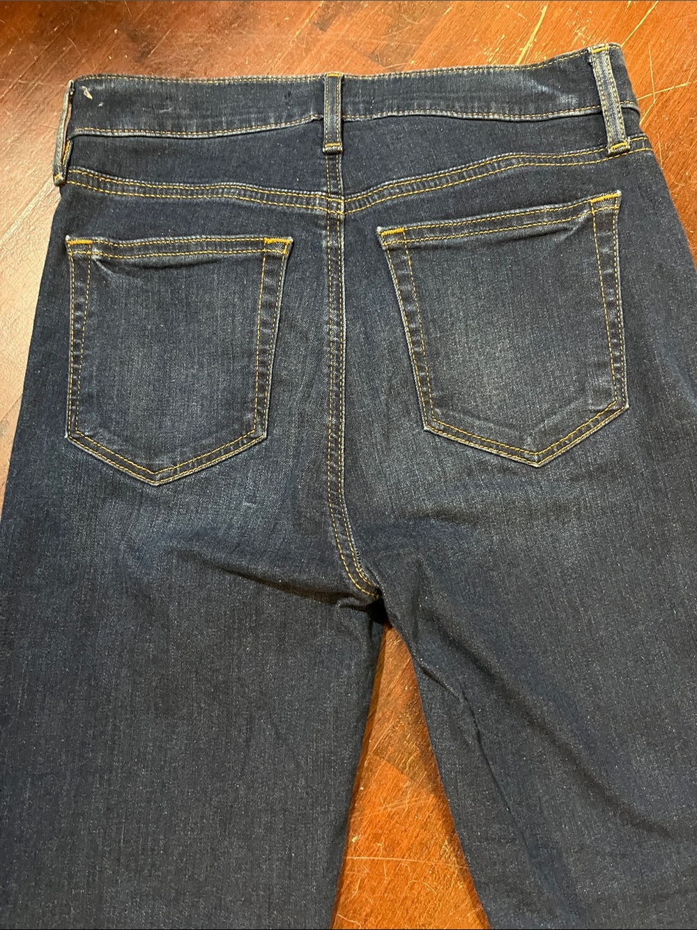 🌻3/$15🌻 LOFT Dark Blue Denim Jeans with Gold Stitching Detail - Picture 6 of 9